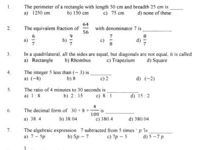 Past Papers mathematics paper