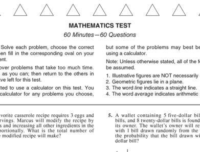 Past papers ACT subject test MATH 1